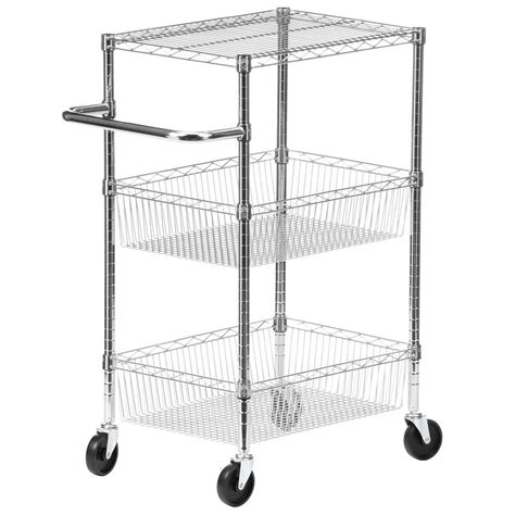 Honey-Can-Do 3-Tier Steel Wire Heavy Duty Rolling Storage Cart in Chrome-CRT-01451 - The Home ...