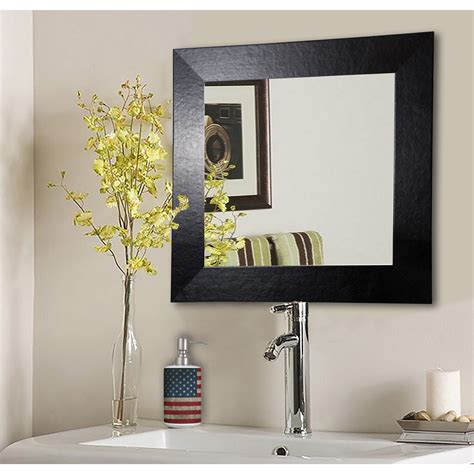 Rayne Mirrors American Made Rayne Black Wide Leather Vanity WallMirror ...