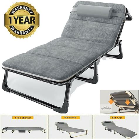 Sun Tanning Reclining 4-Position Folding Cot Folding Chaise Camping Lounge Chair | eBay in 2022 ...