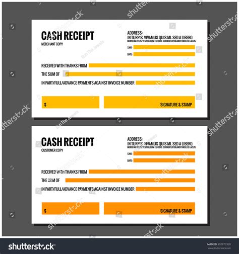 Cash Receipt Design Template Stock Vector (Royalty Free) 392873320 | Shutterstock