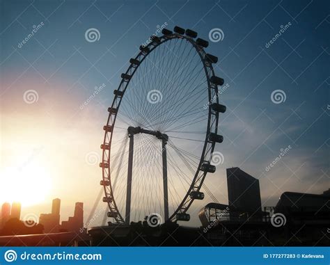 Big Ferris Wheel Silhouette with Beautiful Sunset Stock Image - Image of apartment, landscape ...