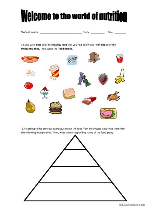 Food Pyramid - Healthy and Unhealth…: English ESL worksheets pdf & doc