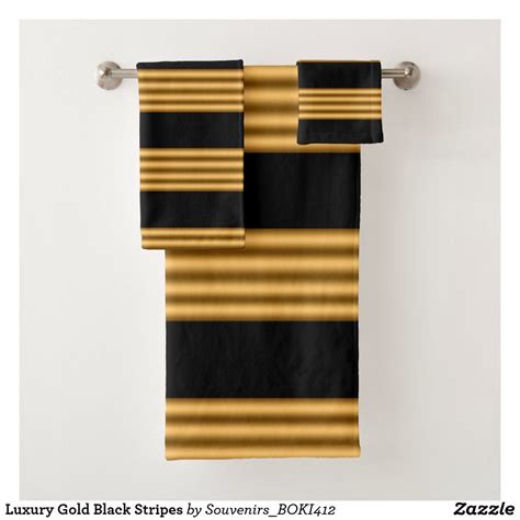 Luxury Gold Black Stripes Bath Towel Set | Zazzle | Striped bath towels ...