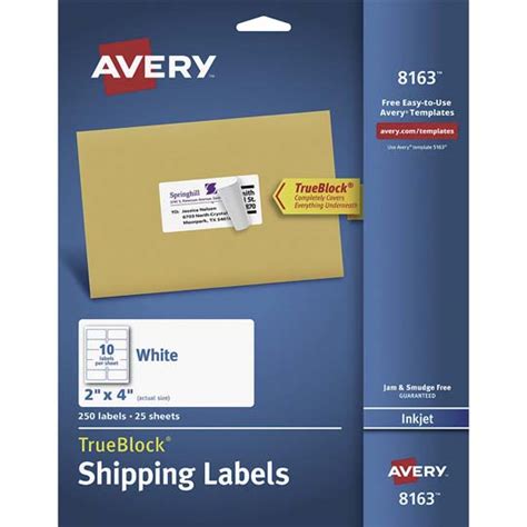 ETIQUETAS BLANCAS AVERY 8163 DE 5.1X10.2 CM 1 PAQUETE | Pedidos.com