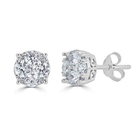 Fifth and Fine - 1/2 Carat tw Natural Real Diamond Stud Earrings Set in 925 Sterling Silver ...