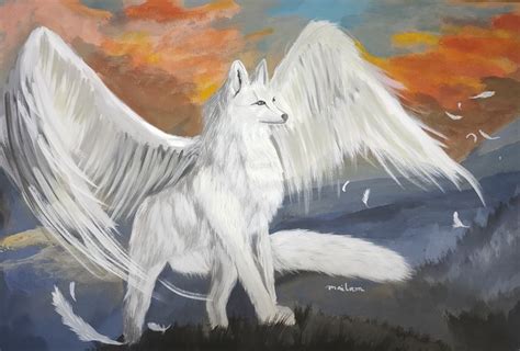 White Winged Wolf - ISA Lam - Paintings & Prints, Animals, Birds, & Fish, Wolves - ArtPal