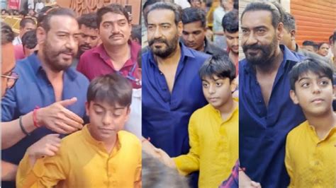 Ajay Devgan Takes Son Yug Devgan To Seek Blessings At Lalbaugcha Raja ...