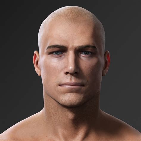 photorealistic male body realistic head model | Male portrait ...
