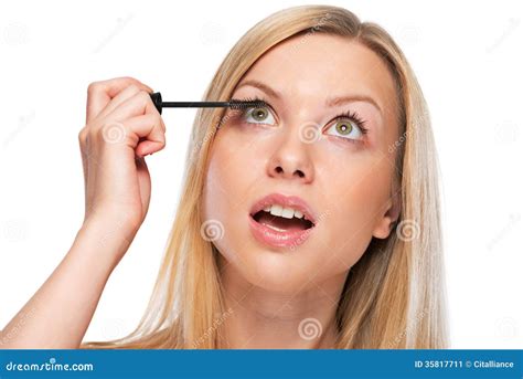 Portrait of Teenage Girl Applying Mascara Stock Image - Image of pretty, fresh: 35817711