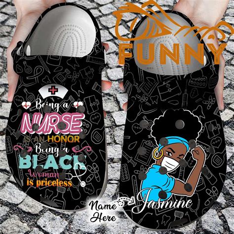 Custom Black Woman Nurse Crocs Classic Clog - Discover Comfort And ...