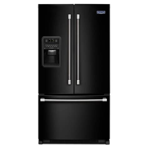 Maytag 21.7-cu ft French Door Refrigerator with Single Ice Maker (Black) at Lowes.com