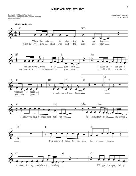 Make You Feel My Love by Adele Sheet Music for Easy Lead Sheet / Fake ...