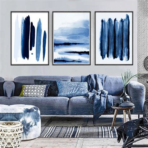 Extra Large Wall Art Blue Living Room Decor Minimalist Wall - Etsy