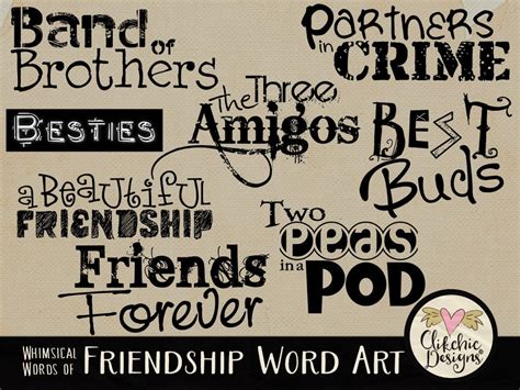 Friends Word Art Clipart, Digital Scrapbook Word Art Titles Clipart ...