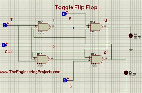 T Flip Flop Circuit Diagram in Proteus ISIS - The Engineering Projects