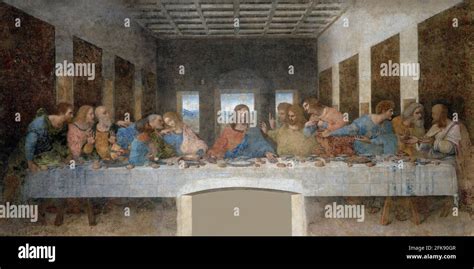 Leonardo da Vinci, The Last Supper, 1495-96, mural painting, Convent of ...