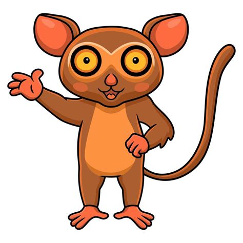 Cute little tarsier cartoon waving hand 14774398 Vector Art at Vecteezy