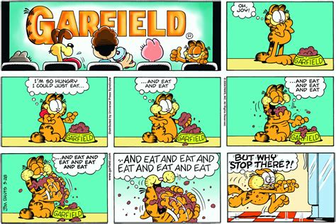 garfield the cat is talking to another cartoon character about garfield's life in garfield comics