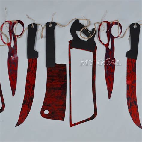 12pcs Halloween Bloody Weapons Garland Blood Tools Saw Hanging Prop ...