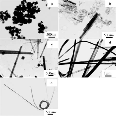 TEM images of the sample collected at different stages: (a) 12, (b) 24 ...