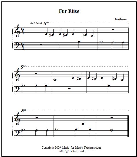 Fur Elise Free & Easy Printable Sheet Music for Beginner Piano