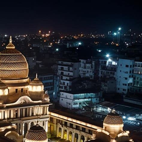 Premium AI Image | aerial view of howrah railway station at night in kolkata