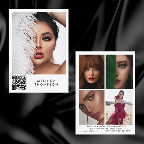 Modeling Comp Card 5 Photo QR Code Card | Zazzle | Model comp card, Model, Qr code business card