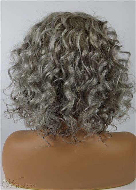 Medium Salt And Pepper Hair Curly Human Hair Lace Front Women Wigs for Older Women: Wigsbuy.com ...