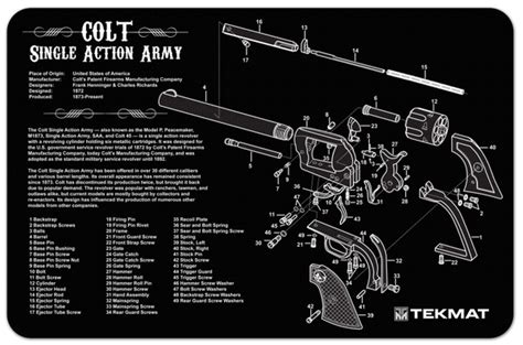 COLT SINGLE ACTION ARMY .45 REVOLVER CUTAWAY DIAGRAM TEKMAT | Firing ...