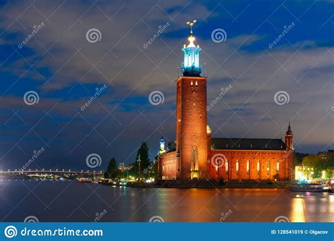 Stockholm City Hall at Night, Stockholm, Sweden Stock Image - Image of ...