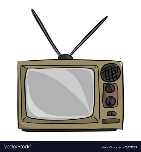 Old vintage tv sketch doodle hand Royalty Free Vector Image