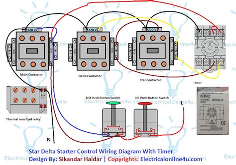 Star Delta Starter Wiring Diagram 3 phase With Timer