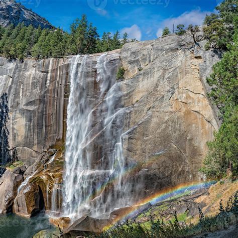 Yosemite falls with double rainbow 17365069 Stock Photo at Vecteezy