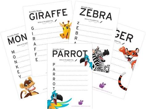 Acrostic Poem Templates for Children - Free Printable Teaching Resources | Early Learning Furniture