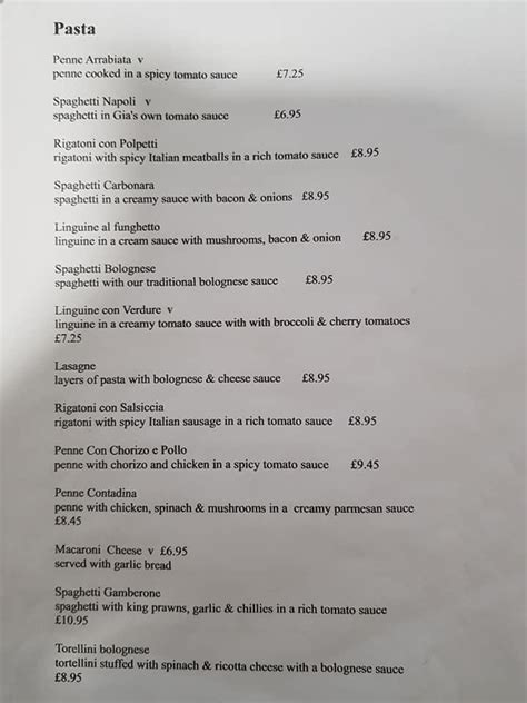 Menu at Cafe Gia, Glasgow, Shettleston Rd