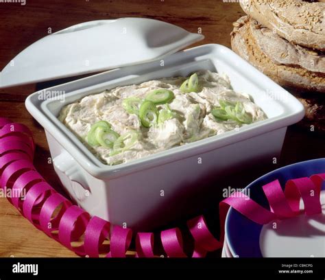 Smoked salmon terrine with cream cheese Stock Photo - Alamy