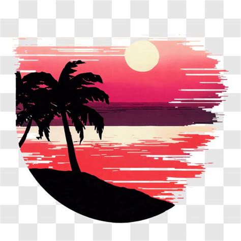 Download Silhouette of Palm Trees at Sunset on the Beach PNGs Online - Creative Fabrica