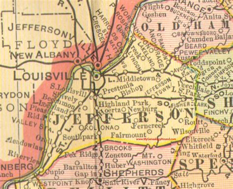 Jefferson County, Kentucky 1905 Map Louisville | Jefferson county ...