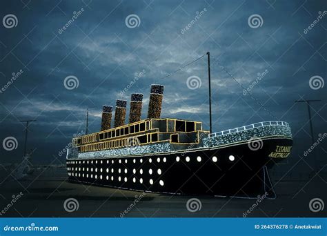 Huge Christmas Titanic Ship with Multicolored Lights Stock Photo - Image of italy, colors: 264376278