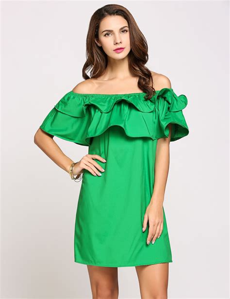 Green Off The Shoulder Dress Casual - Best of Gethuk