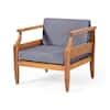 Noble House Sloane Acacia Wood Outdoor Patio Lounge Chair with Dark ...