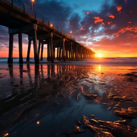 Premium AI Image | Sunset beach and pier