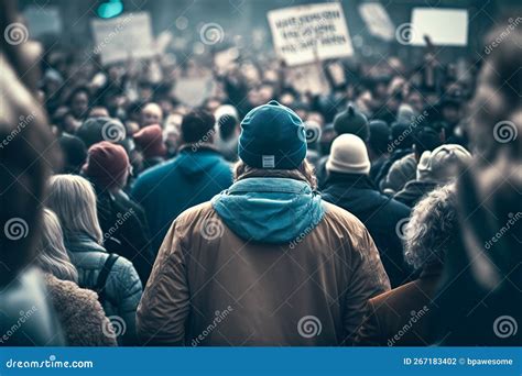 Voicing Dissent: a Large Crowd of Protestors with Signs in the City ...