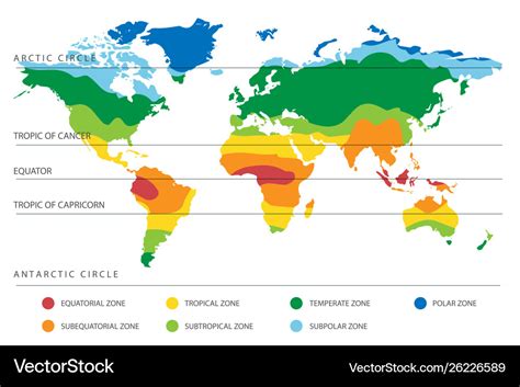 World climate map with temperature zones Vector Image