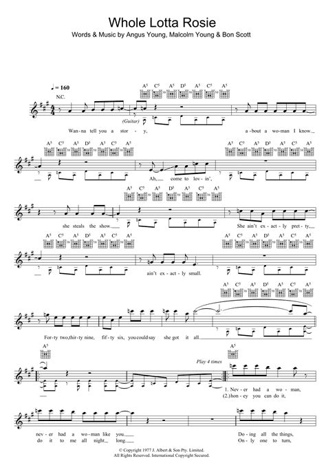 Whole Lotta Rosie by AC/DC Sheet Music for Lead Sheet / Fake Book at Sheet Music Direct