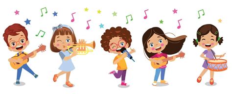 happy children playing instruments and singing 14830148 Vector Art at Vecteezy