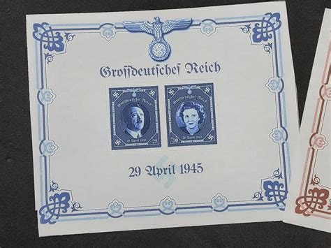 Nazi Germany Third Reich Adolf Hitler - Eva Braun wedding souvenir stamp sheets | Europe ...