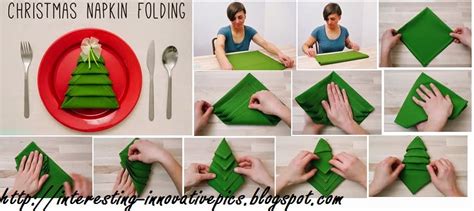 Simple Christmas tree napkin folding video tutorial