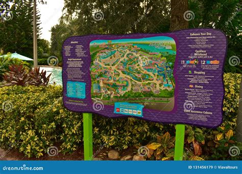 Park Map Sign at Aquatica Water Park in International Drive Area. Editorial Stock Image - Image ...