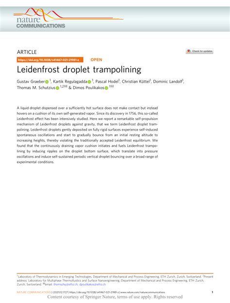 (PDF) Leidenfrost droplet trampolining